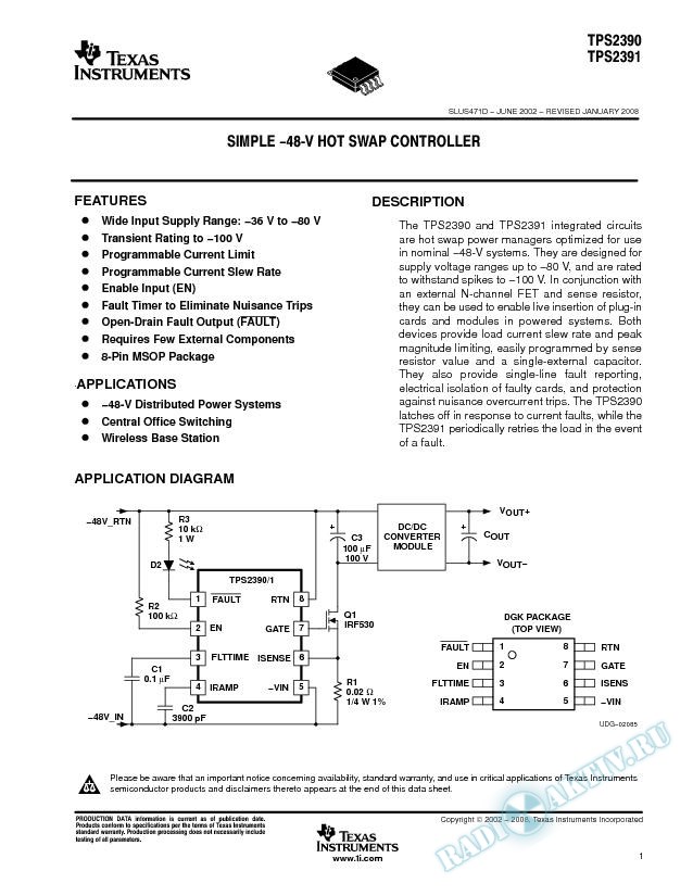 Simple -48-V Hot Swap Controller (Rev. D)