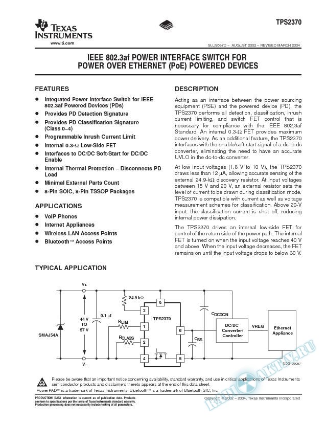 IEEE 802.3 af for Power Over Ethernet (PoE) Powered Devices (Rev. C)
