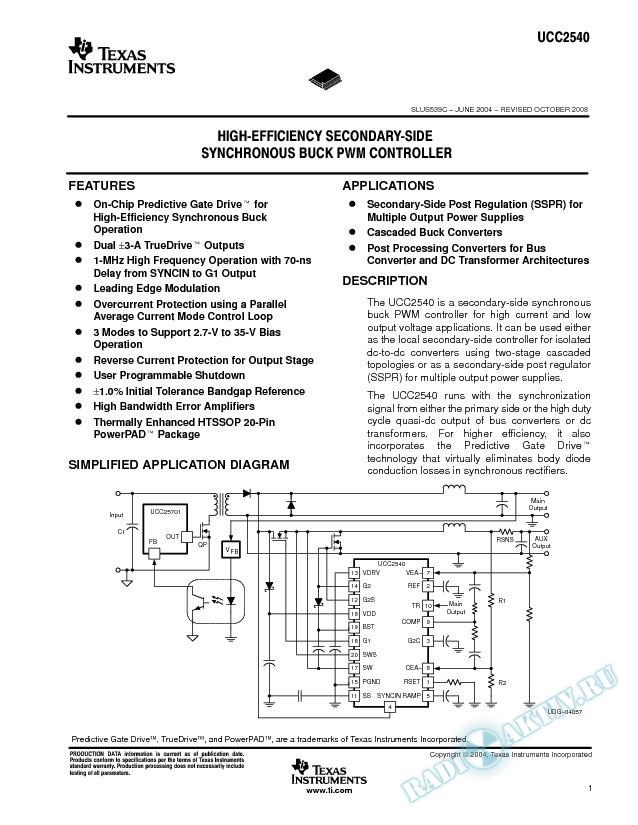High-Efficiency  Secondary Side Synchronous PWM Controller (Rev. C)
