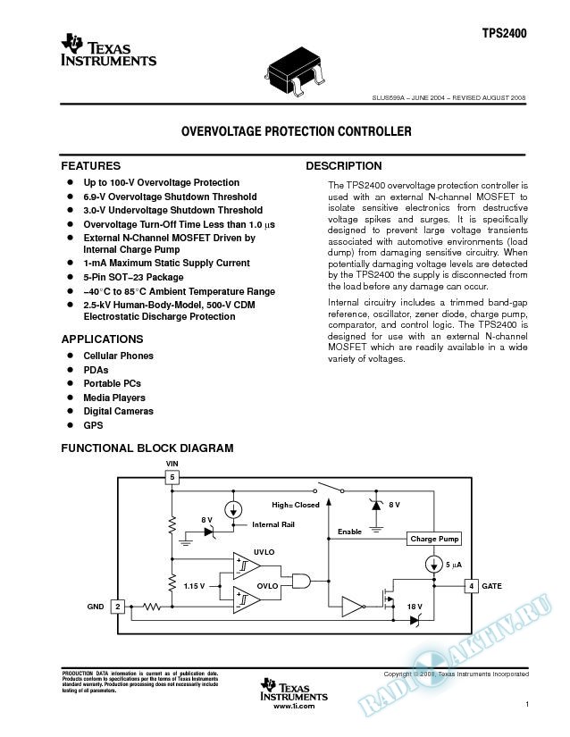 TPS2400 Overvoltage Protection Circuit Device (Rev. A)