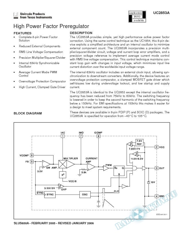 UC2853A High Power Factor Preregulator (Rev. A)