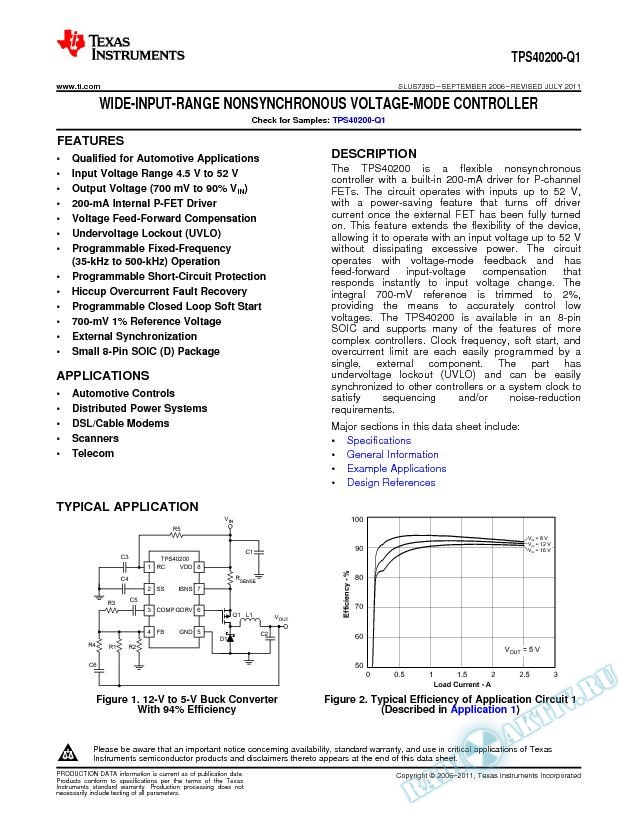 Wide-Input-Range Nonsynchronous Voltage-Mode Controller (Rev. D)