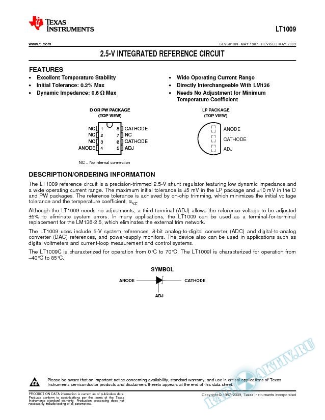 2.5-V Integrated Reference Circuit (Rev. N)