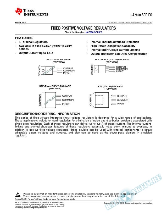 uA7800 Series (Rev. O)