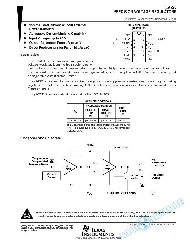 Precision Voltage Regulators (Rev. D)