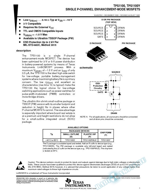Single P-Channel Enhancement-Mode MOSFETs (Rev. C)