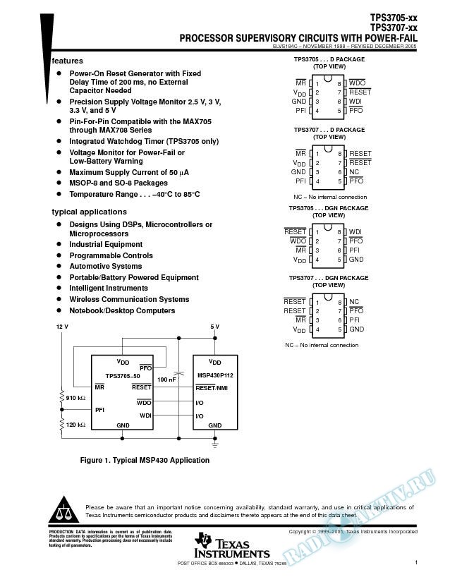 Processor Supervisory Circuits with Power-Fail (Rev. C)