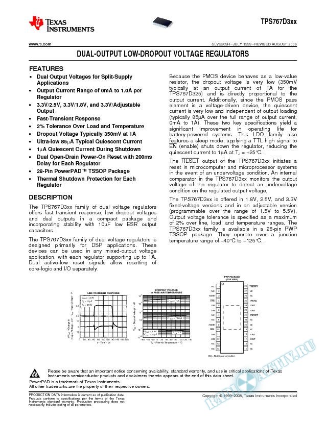Dual-Output Low-Dropout Voltage Regulators (Rev. H)