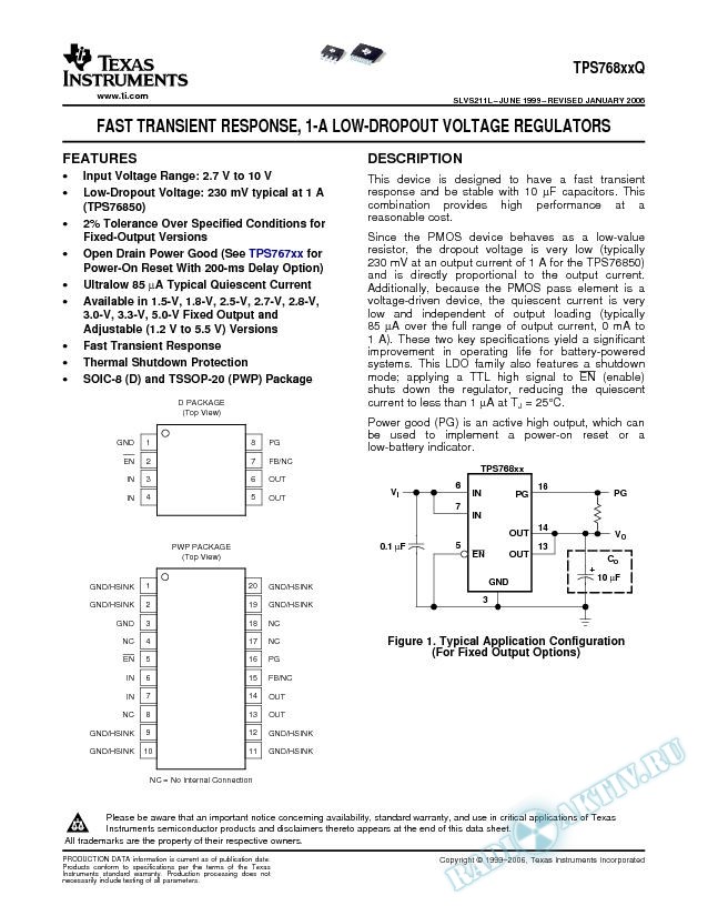 Fast-Transient-Response 1-A Low-Dropout Voltage Regulators (Rev. L)