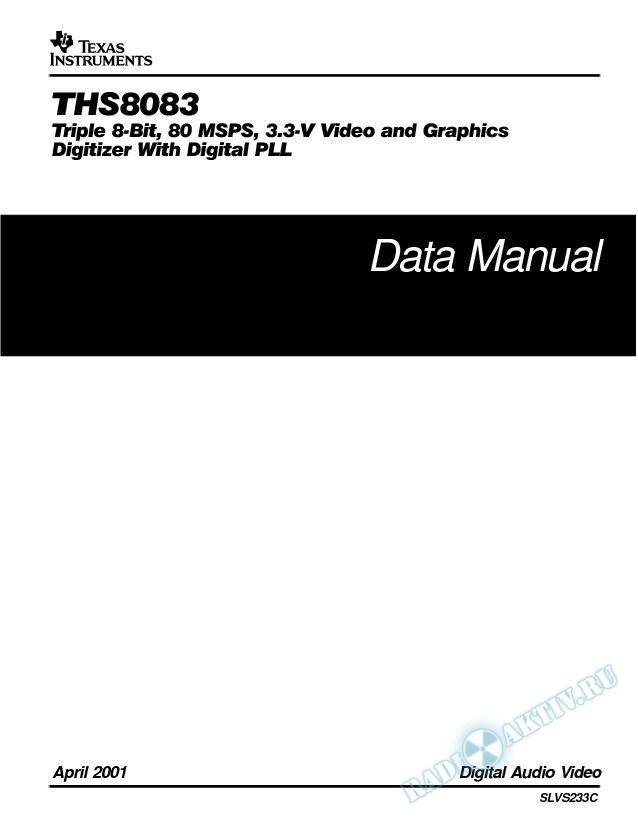 Triple 8-Bit, 80 MSPS 3.3-V Video and Graphics Digitizer with Digital PLL (Rev. C)