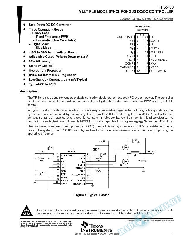 Multiple Mode Synchronous DC/DC Controller (Rev. A)