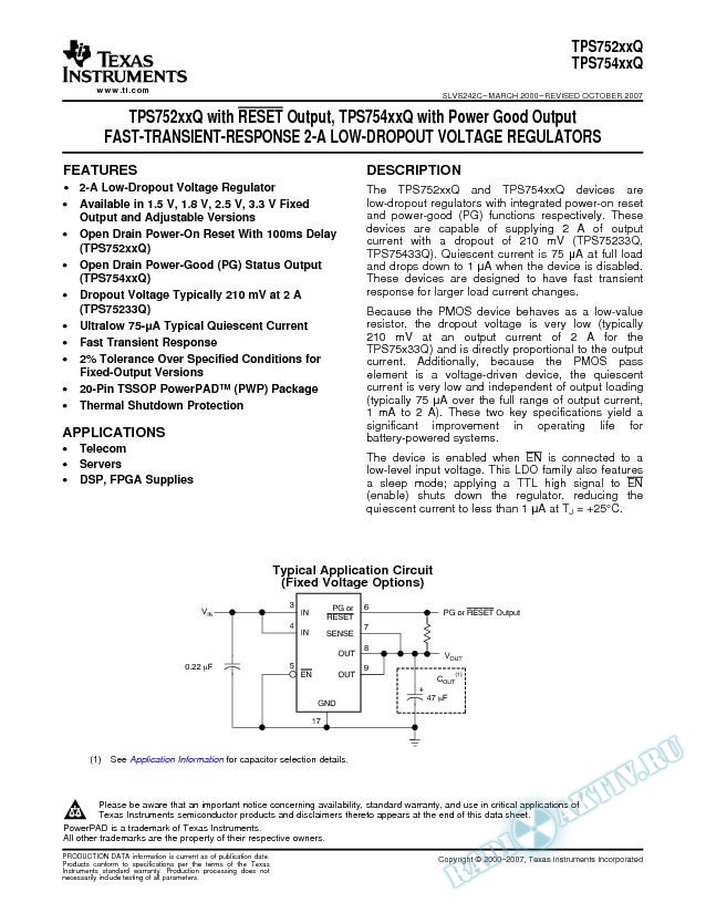 Fast-Transient-Response 2-A Low-Dropout Voltage Regulators (Rev. C)