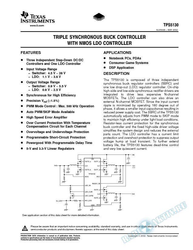 Triple Synchronous Buck Controller with NMOS LDO Controller
