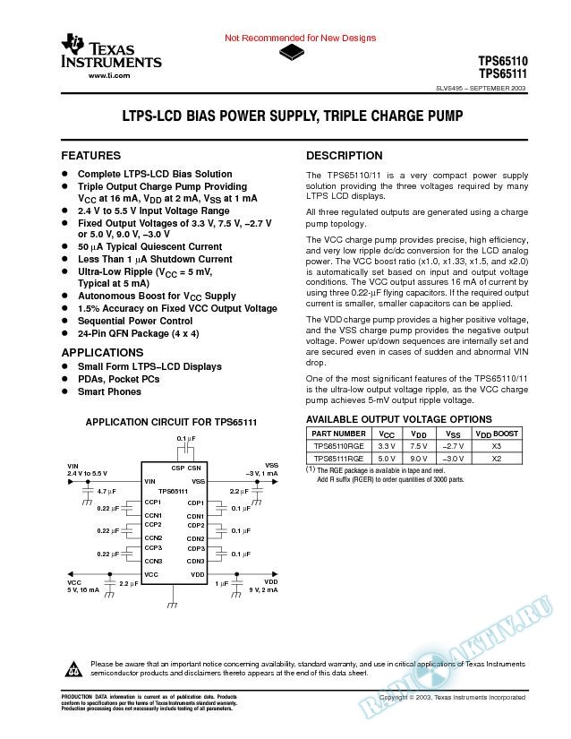 LTPS-LCD Bias Power Supply, Triple Charge Pump