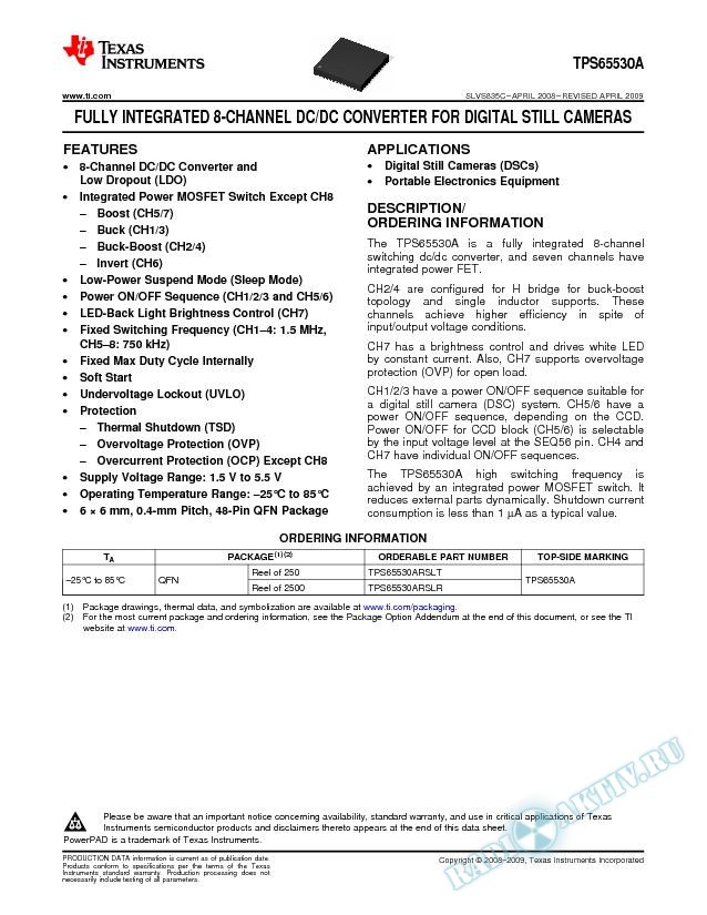 Fully Integrated 8-Channel DC/DC Converter for Digital Still Cameras (Rev. C)