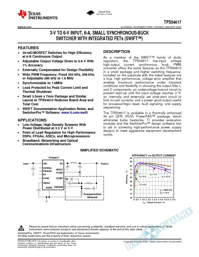 3-V to 6-V INPUT, 6-A, SMALL SYNCHRONOUS-BUCK SWITCHER WITH INTEGRATED FETs (Rev. A)