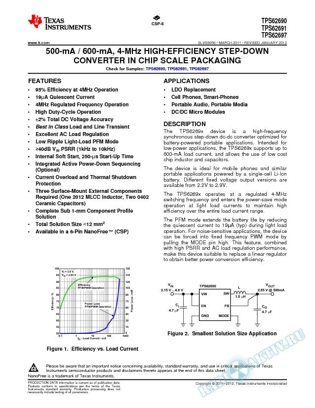 500-mA/600-mA, 4-MHz High-Efficiency Step-Down Converter (Rev. B)