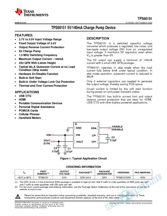 5V/140mA Charge Pump Device