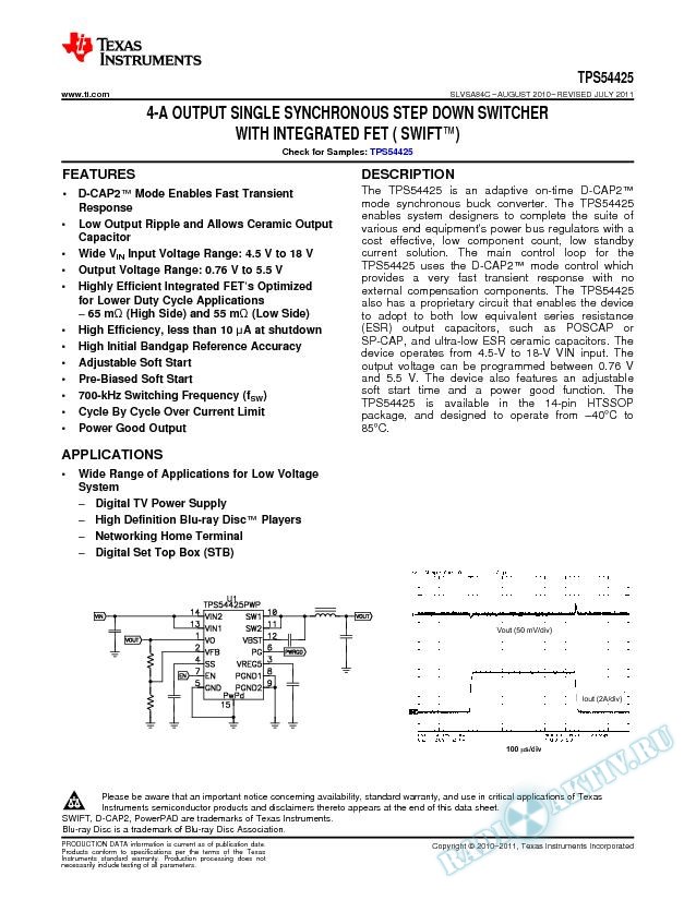 4-A Output Single Synchronous Step Down Switcher With Integrated FET (SWIFT) (Rev. C)
