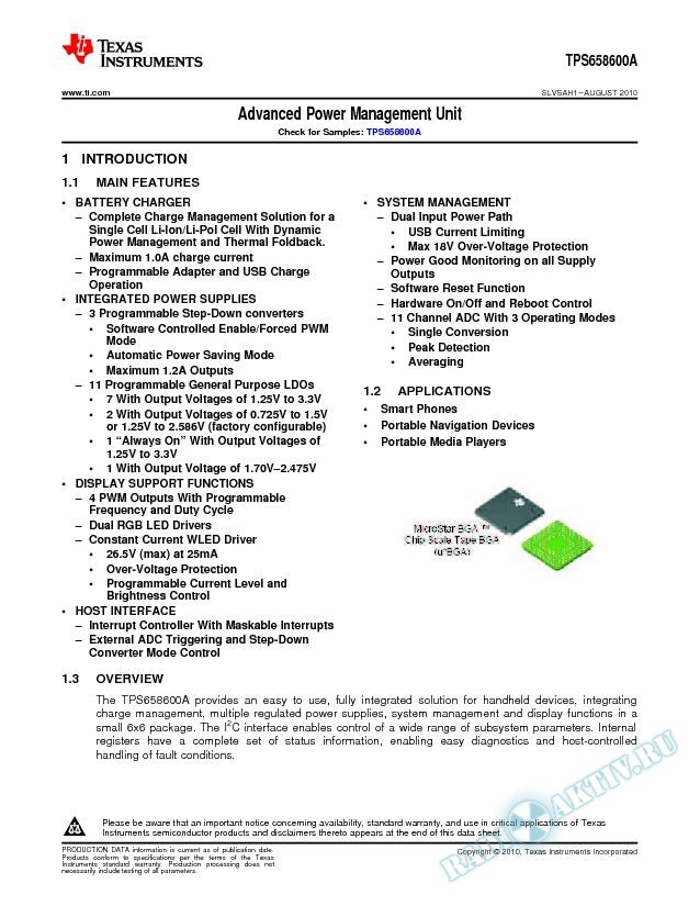 TPS658600A Features