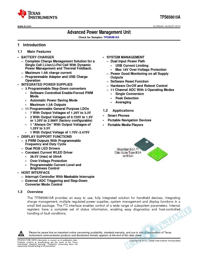 TPS658610A Features