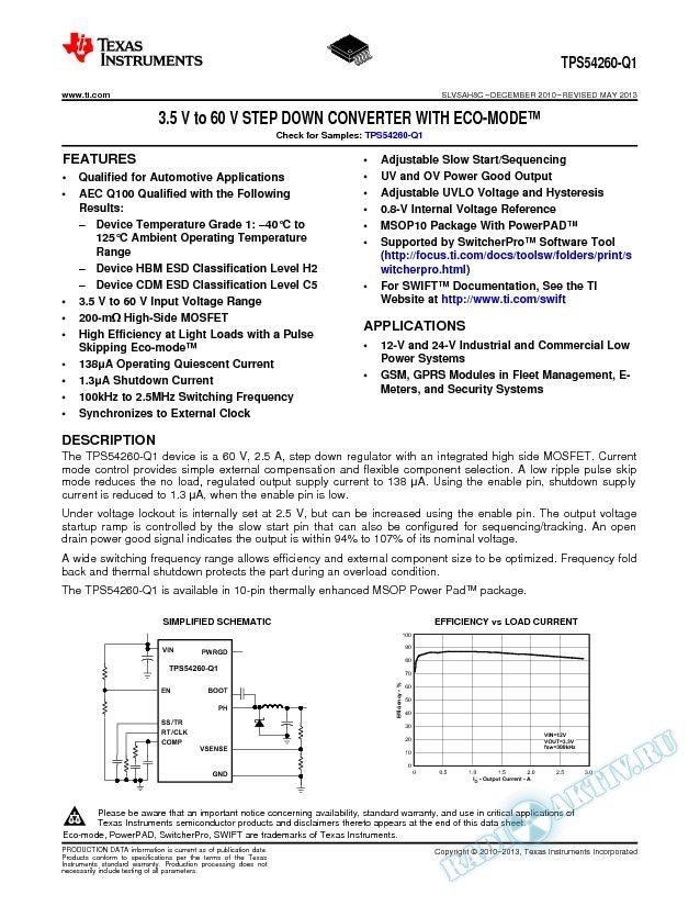 TPS54260-Q1 3.5 V to 60 V STEPDOWN CONVERTER WITH ECO-MODE (Rev. C)