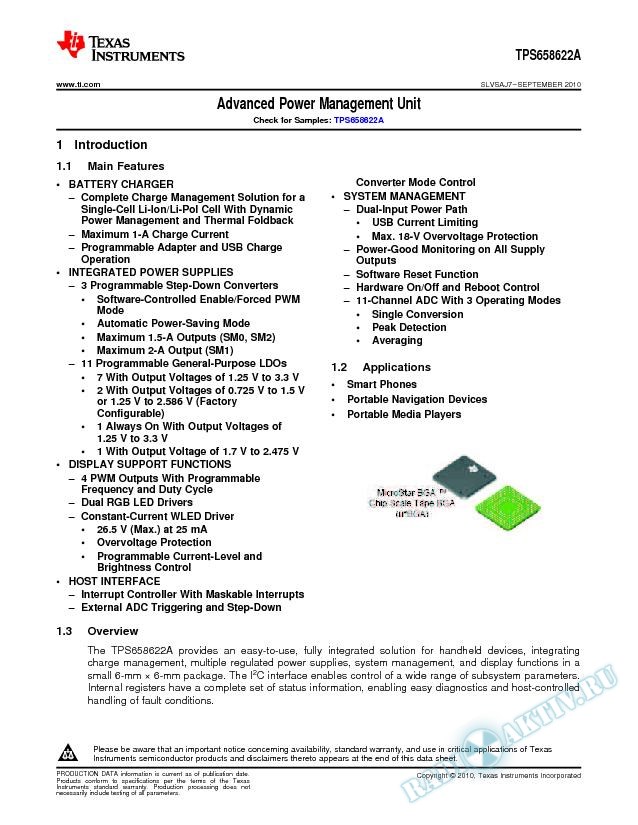 TPS658622A Features