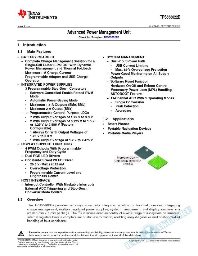 TPS658622B Features