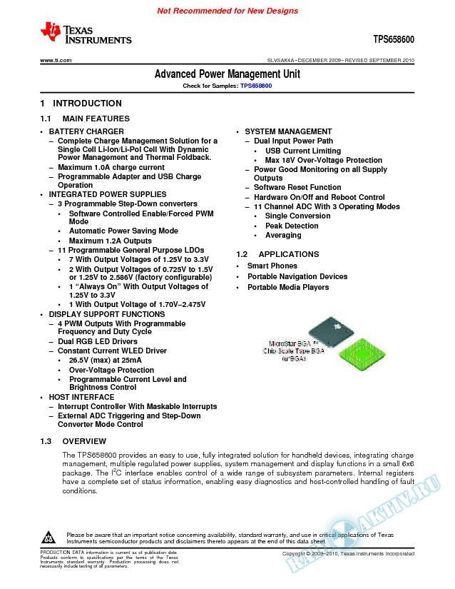 TPS658600 Features