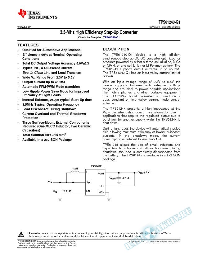 3.5-MHz High Efficiency Step-Up Converter