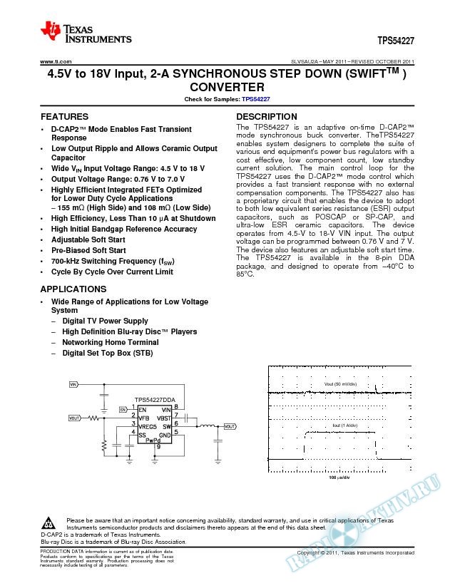 4.5V to 18V Input, 2-A Synchronous Step Down SWIFT Converter. (Rev. A)