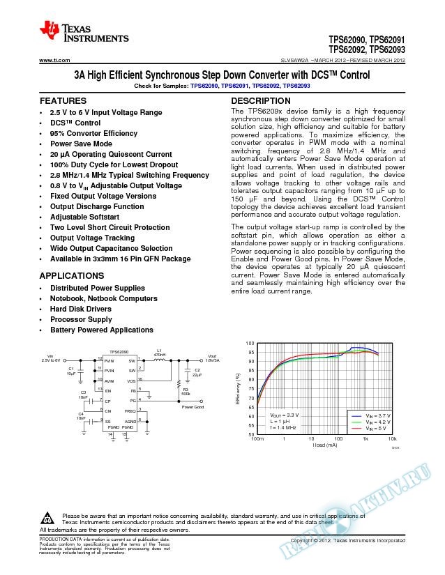 3A High Efficient Synchronous Step Down Converter with DCS™ Control (Rev. A)