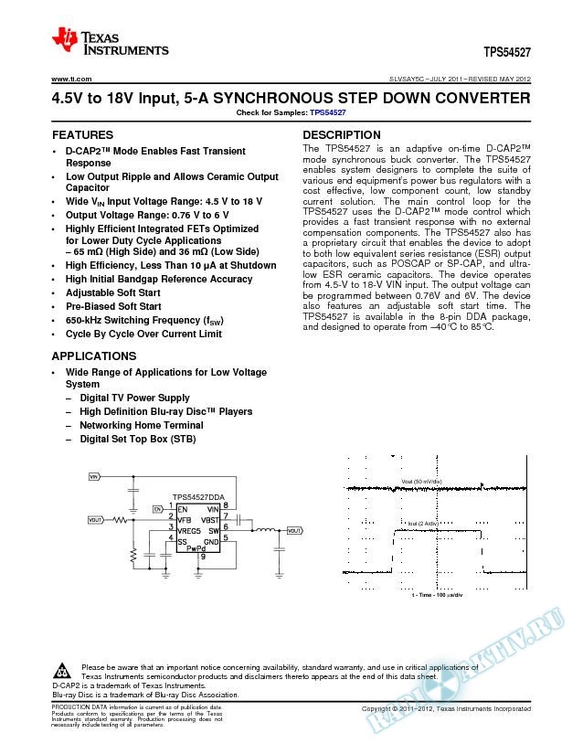 4.5 V to 18 V Input, 5-A Synchronous Step-Down Converter (Rev. C)