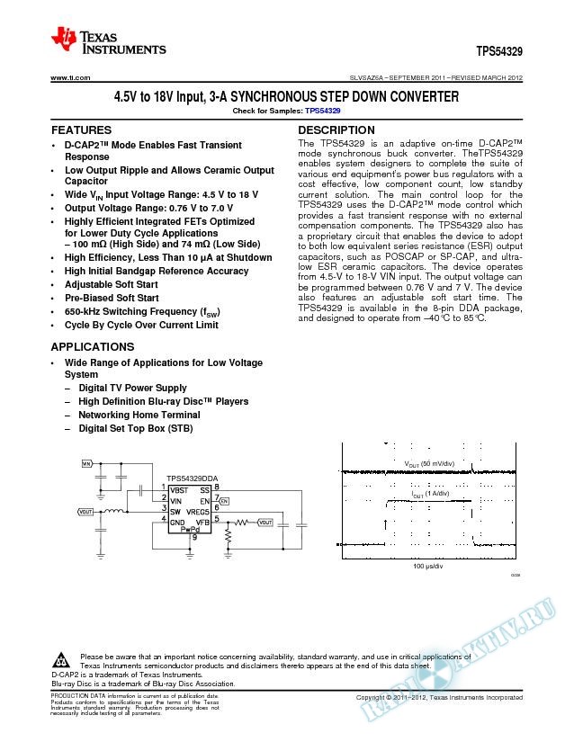4.5V to 18V Input, 3A Synchronous Step-Down Converter (Rev. A)