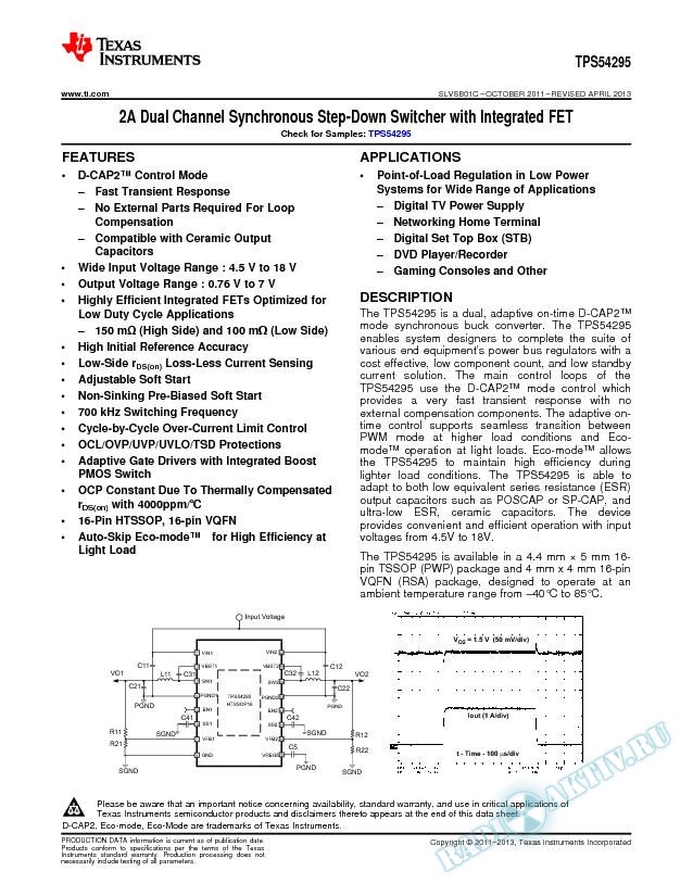 2A Dual Channel Synchronous Step-Down Switcher With Integrated FET (Rev. C)
