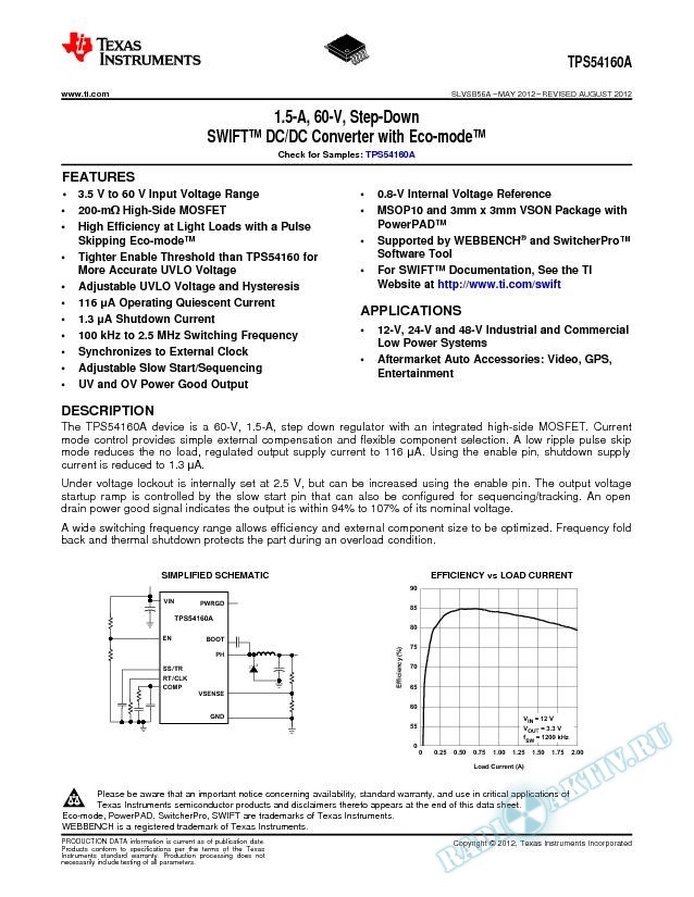 1.5-A, 60-V Step-Down SWIFT DC/DC Converter with Eco-mode (Rev. A)