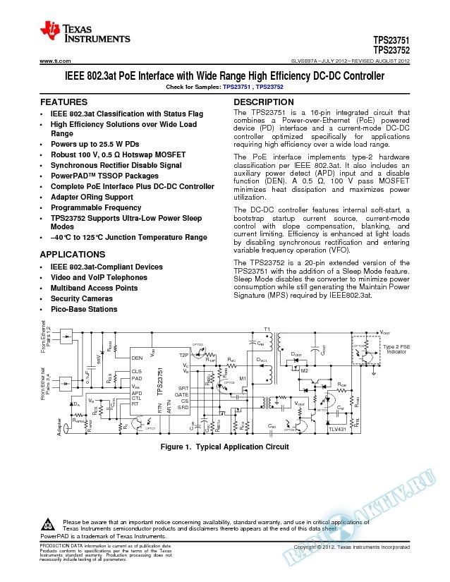 IEEE 802.3at PoE Interface with Wide Range High Efficiency DC-DC Controller (Rev. A)