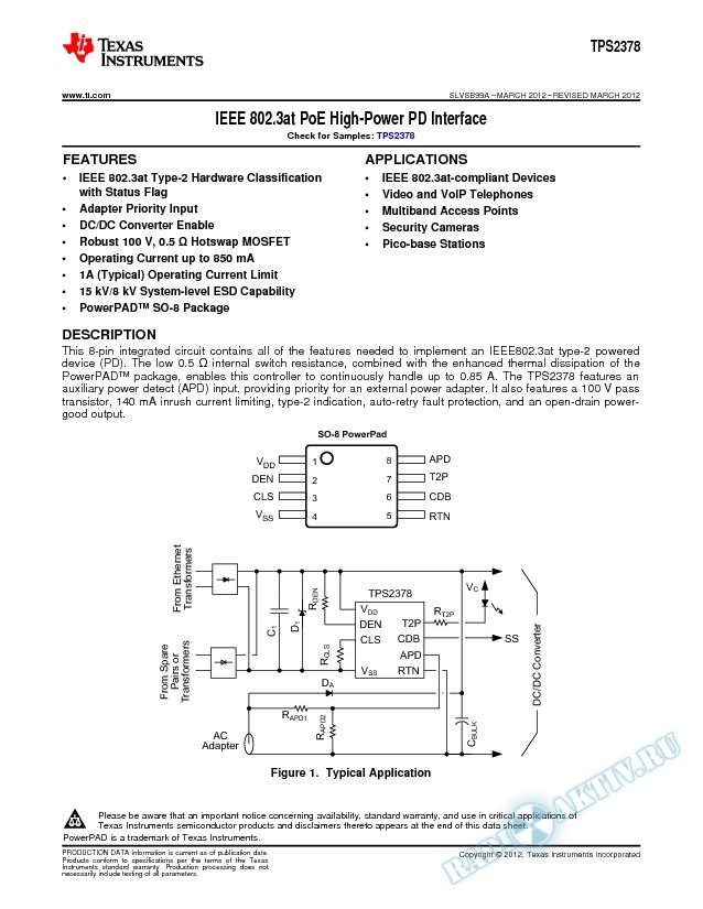 IEEE 802.3at PoE High-Power PD Interface (Rev. A)