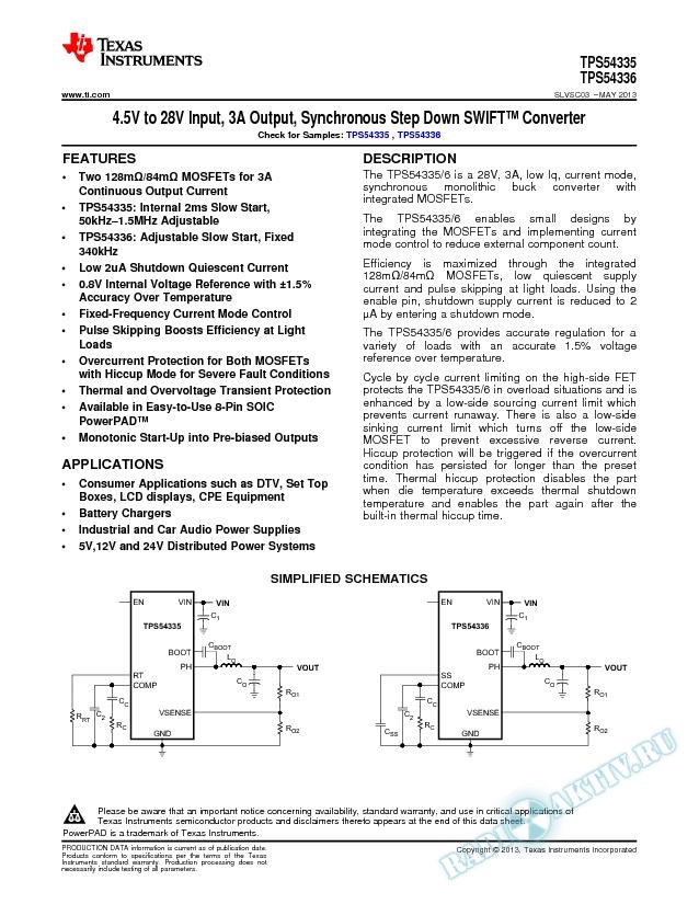4.5V TO 28V INPUT, 3A OUTPUT, SYNCHRONOUS STEP DOWN SWIFT™ CONVERTER