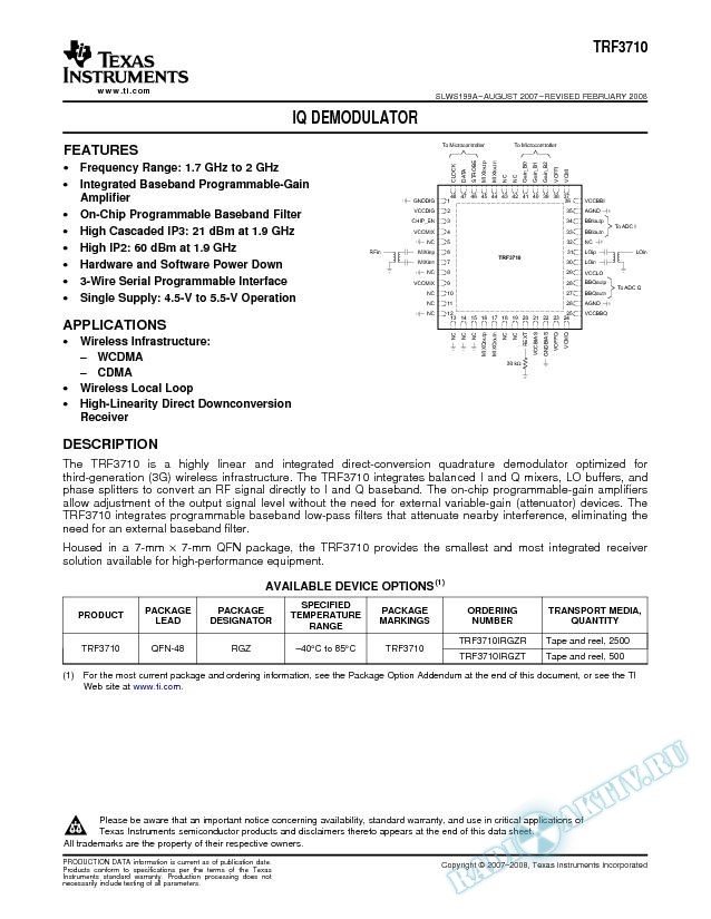 IQ Demodulator (Rev. A)