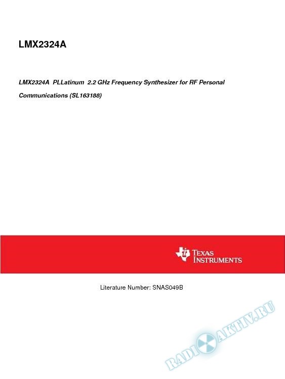 LMX2324A  PLLatinum  2.2GHz Freq Synth for RF Personal Comm (SL163188) (Rev. B)