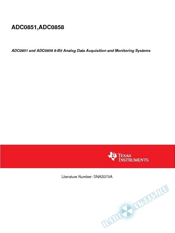 ADC0851 and ADC0858 8-Bit Analog Data Acquisition and Monitoring Systems (Rev. A)