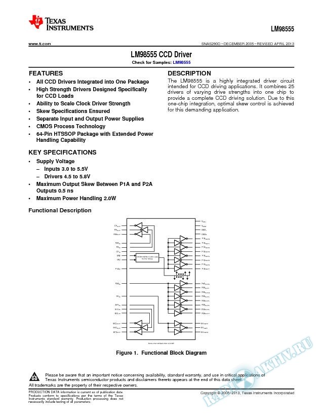 LM98555 CCD Driver (Rev. D)