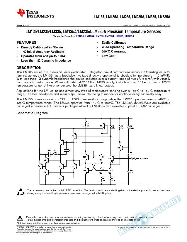LM135/LM235/LM335, LM135A/LM235A/LM335A Precision Temperature Sensors (Rev. D)