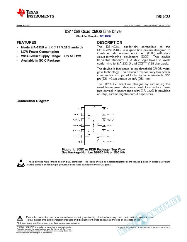 DS14C88 Quad CMOS Line Driver (Rev. C)