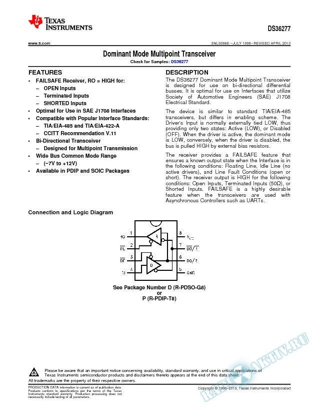 DS36277 Dominant Mode Multipoint Transceiver (Rev. E)