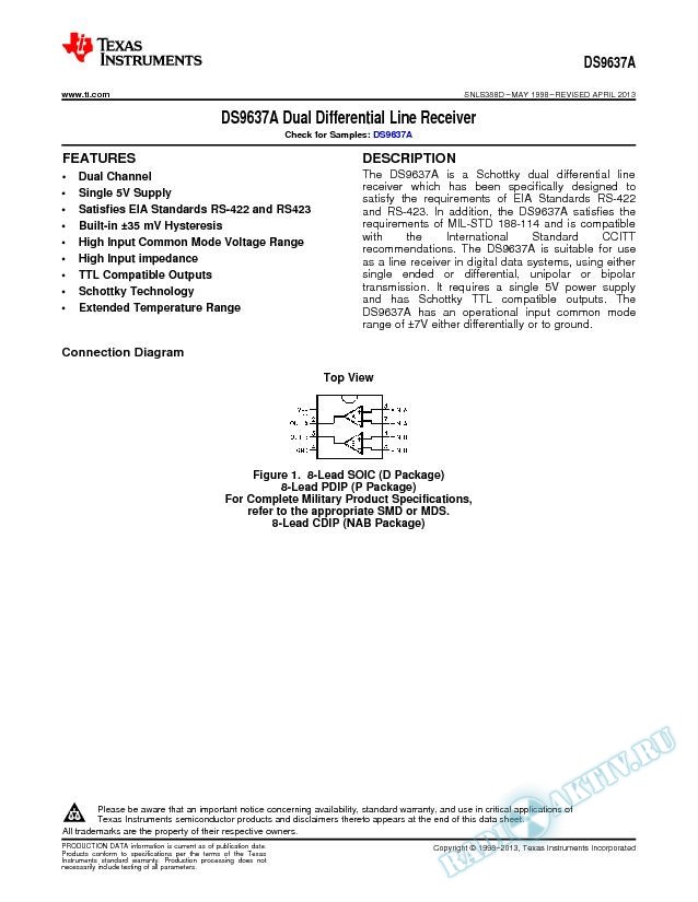 DS9637A  Dual Differential Line Receiver (Rev. D)