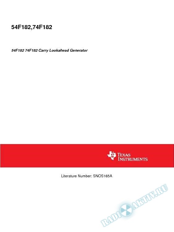 54F182 74F182 Carry Lookahead Generator (Rev. A)
