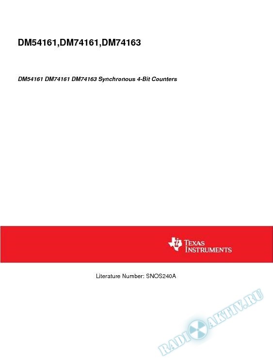 DM54161 DM74161 DM74163 Synchronous 4-Bit Counters (Rev. A)