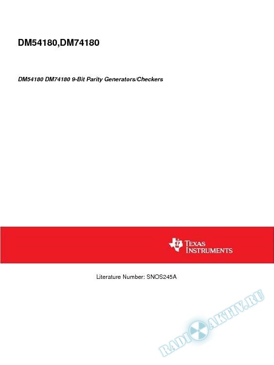 DM54180 DM74180 9-Bit Parity Generators/Checkers (Rev. A)